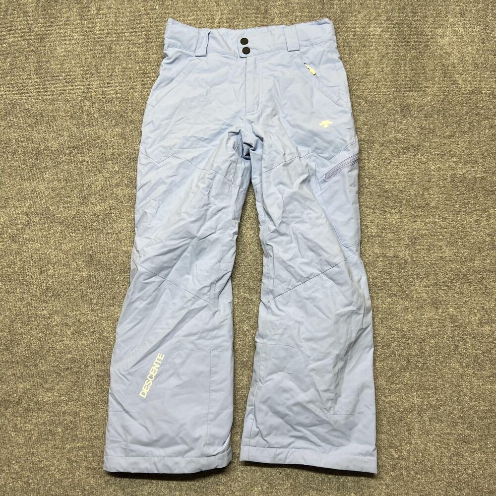 Descente Ski Pants Youth 12 Blue Insulated Fleece Lined Adjustable Winter Snow